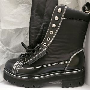 Lace-Up Black Boots with Stitch Detailing